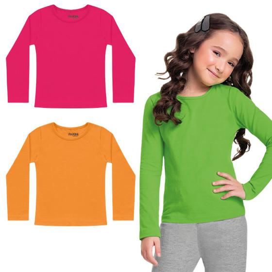 Imagem de Kit 2 Blusa Manga Longa Feminina Infantil Juvenil Fakini