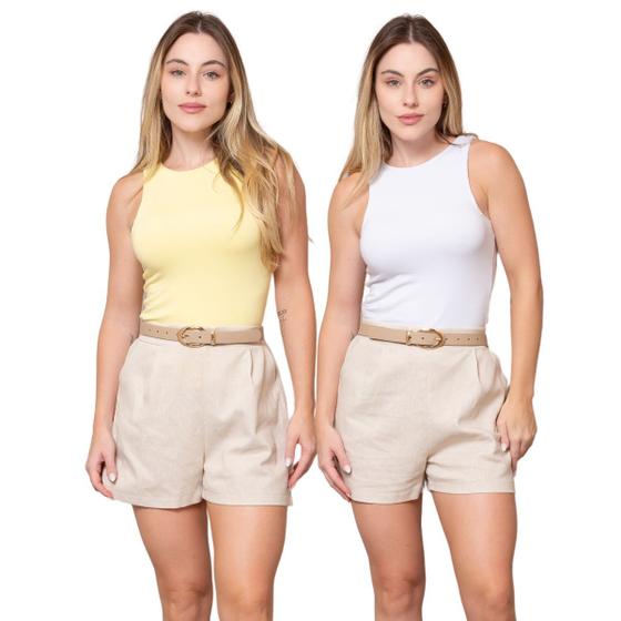 Imagem de Kit 2 Blusa Regata Feminina Alça Larga de Viscose