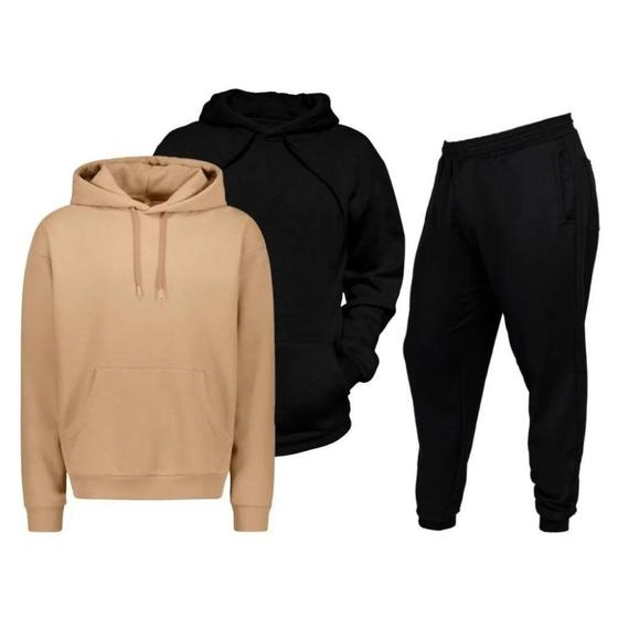 Imagem de Kit 2 Blusas De Moletom Canguru Capuz Calça Moletom Jogger