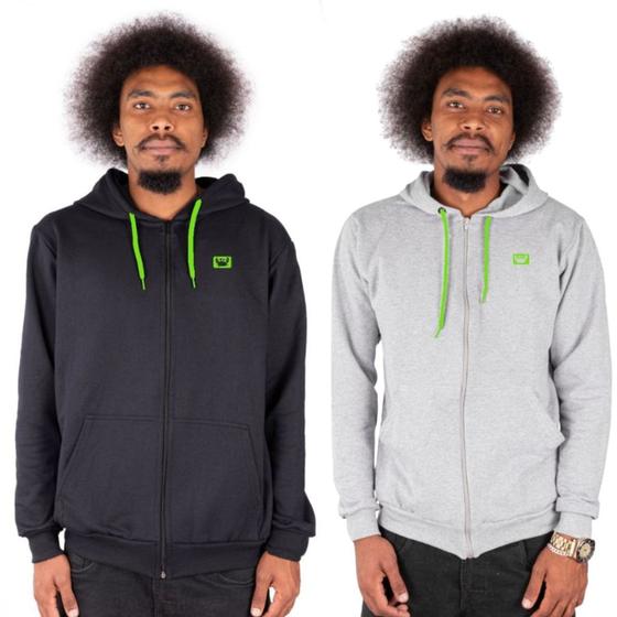 Imagem de Kit 2 Blusas De Moletom Com Ziper e Capuz Ajustável