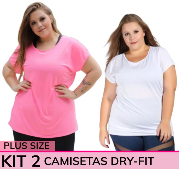 Imagem de Kit 2 Blusas Dry-fit Plus Size Esportiva Feminina Malha Fit