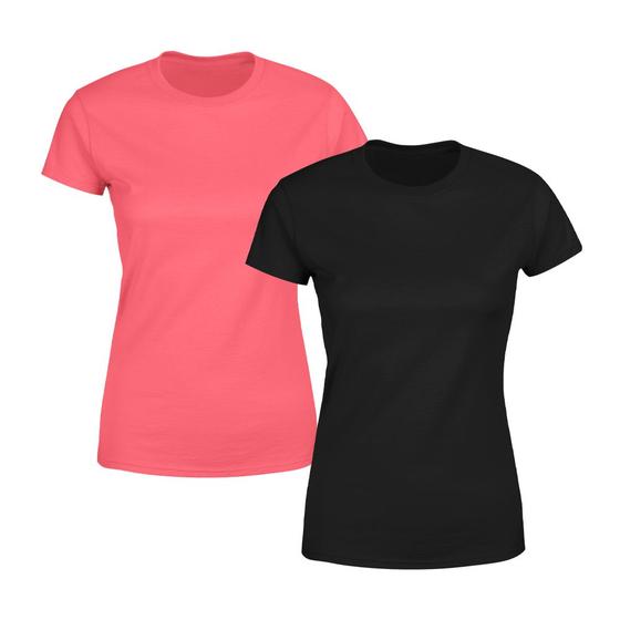 Imagem de Kit 2 Blusas Feminina Tshirt Camiseta Baby Look Lisa Premium