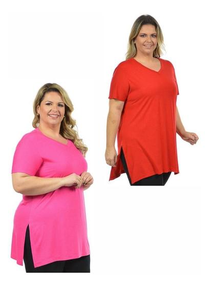 Imagem de Kit 2 Blusas Longline Plus Size Feminino