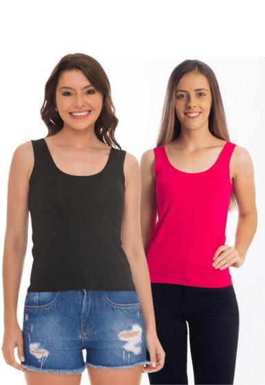 Imagem de Kit 2 blusas regatas feminina basica lisa viscolycra 3020.k2