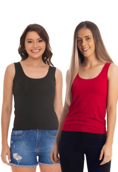 Imagem de Kit 2 blusas regatas feminina basica lisa viscolycra 3020.k2