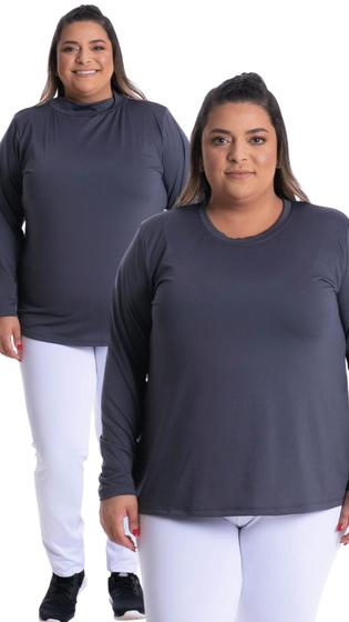 Imagem de Kit 2 blusas térmica feminina manga longa peluciada plus size 503.510m