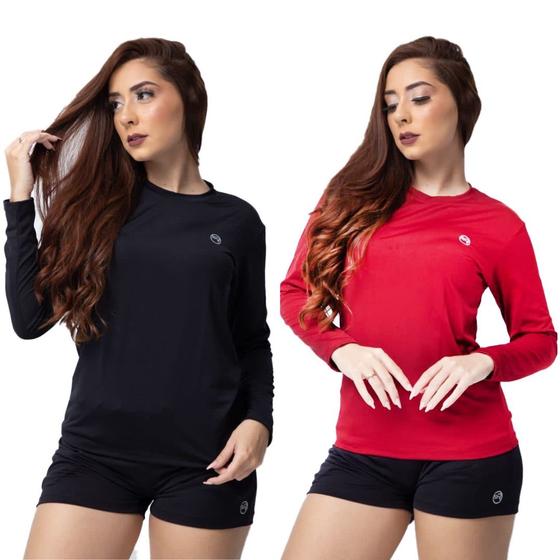 Imagem de Kit 2 Blusas Termicas Feminina Uv50+ Segunda Pele Proteção Solar