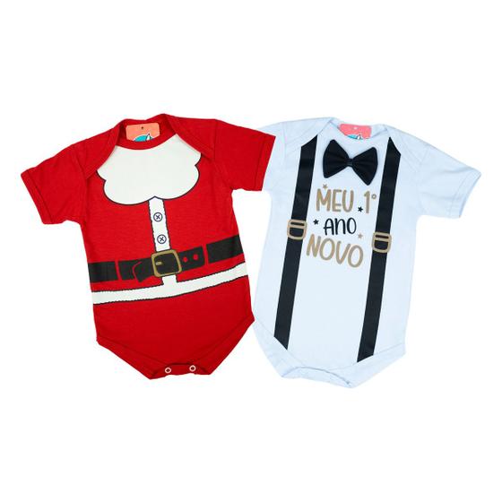 Imagem de Kit 2 Bodies Fantasia Papai Noel + Ano Novo