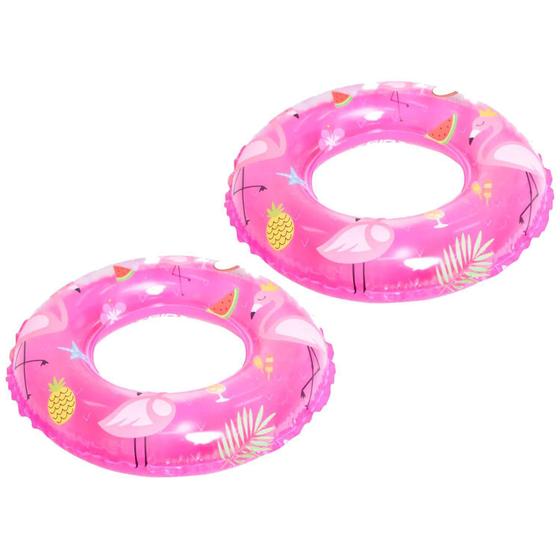 Imagem de Kit 2 Boia Inflável Flamingo Infantil 50Cm Redonda Piscina