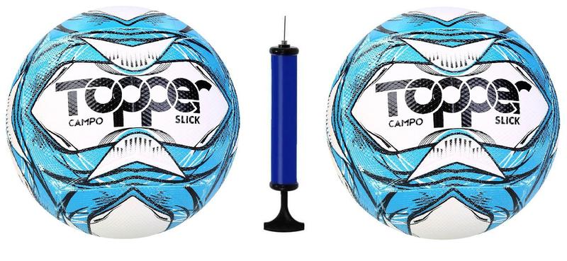 Imagem de Kit 2 Bola Campo Topper Slick Azul + Bomba de Ar