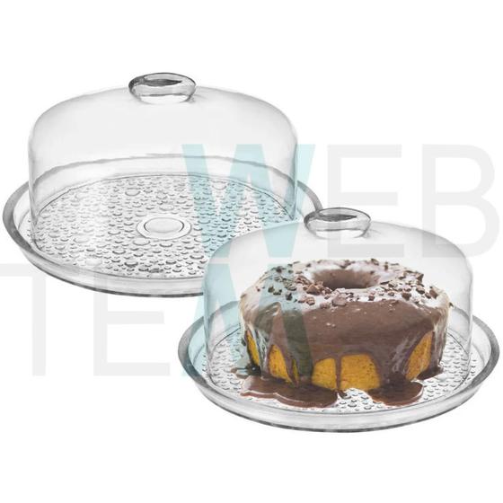 Imagem de Kit 2 Boleiras de Vidro com Tampa Petit Poa Vitazza Prato 28cm para Bolo, Doce, Sobremesa, Decoração, Organização, Mesa Posta Elegante, Sustentável