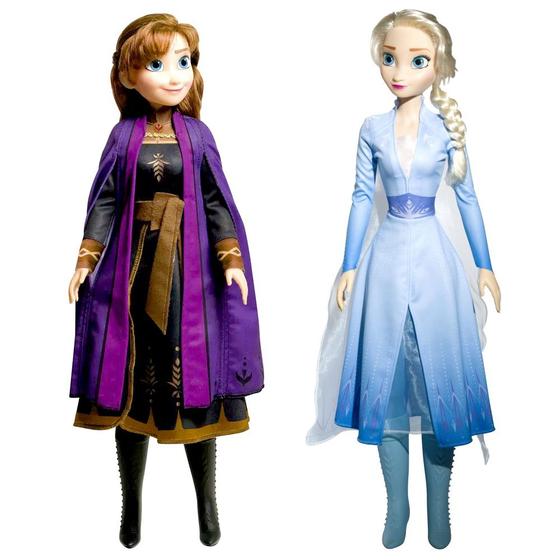 Imagem de Kit 2 Bonecas Frozen Anna e Elsa de 55cm Articuladas Original Rosita