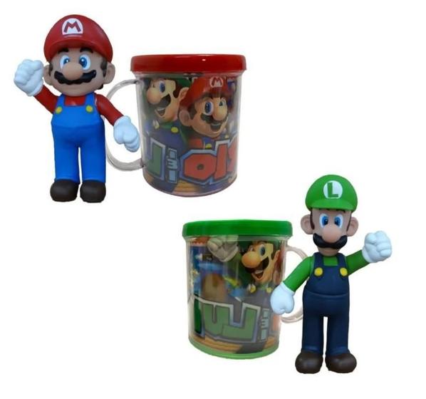 Imagem de Kit 2 Bonecos Mario E Luigi + Canecas Personalizadas