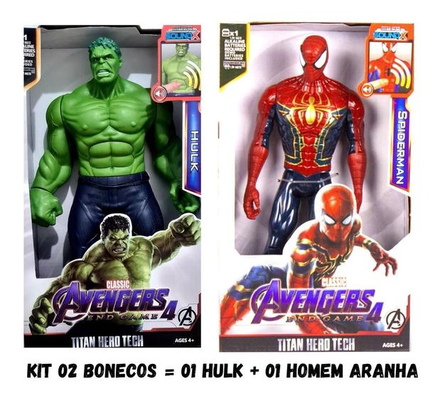 Kit 2 Bonecos Vingadores Articulado Avengers 30cm C/som Luz - Team ...