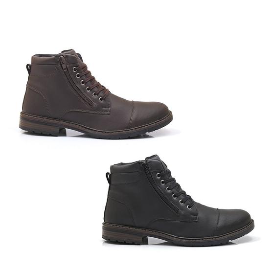 Imagem de Kit 2 Bota Masculina Casual Hencco Coturno Cano Baixo Confortavel Com Ziper