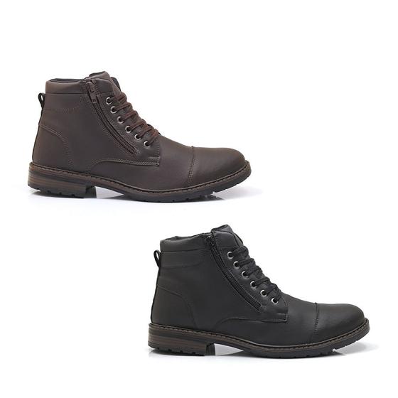 Imagem de Kit 2 Bota Masculina Casual Lavini Coturno Cano Baixo Confortavel Com Ziper