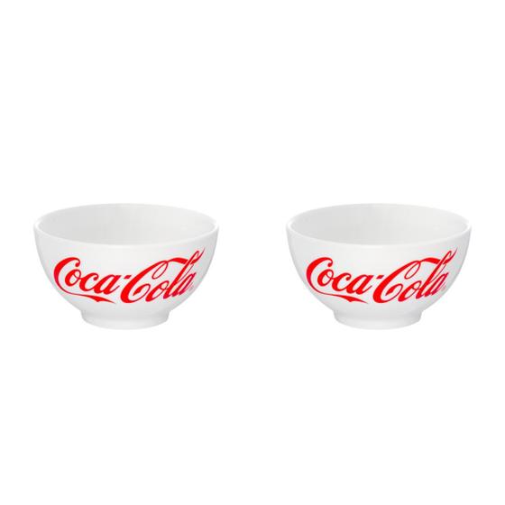 Imagem de Kit 2 Bowls De Porcelana Branco Coca Cola 440ml