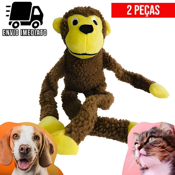 Imagem de Kit 2 Brinquedo para Cachorro Pelúcia Macaco Pet Cães com Apito