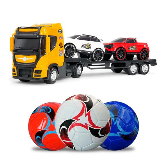 Imagem de Kit 2 Brinquedos Caminhão Guincho e Bola de Futebol Infantil