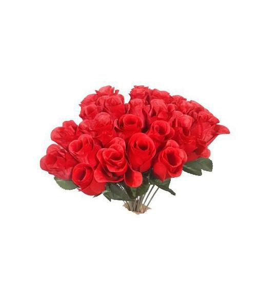 Imagem de Kit 2 Buquê Flor Artificial Botão Rosa Vermelha Casamento