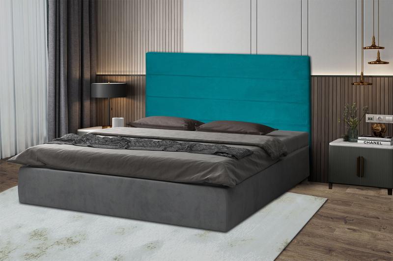 Imagem de Kit 2 Cabeceiras Helena 193Cm Para Cama Box King Suede Azul Turquesa