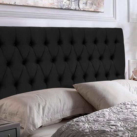 Imagem de Kit 2 Cabeceiras Painel Imperatriz 100Cm Para Cama Box Suede Preto