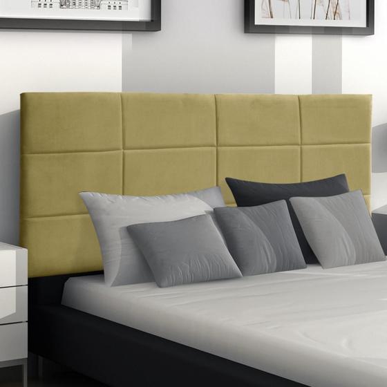 Imagem de Kit 2 Cabeceiras Painel Raissa 100Cm Para Cama Box Suede Amarelo