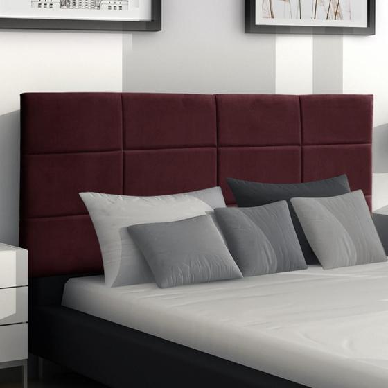 Imagem de Kit 2 Cabeceiras Painel Raissa 120Cm Para Cama Box Suede Bordô