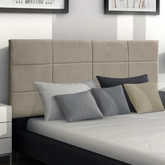 Imagem de Kit 2 Cabeceiras Painel Raissa 193Cm Cama Box King Suede Bege