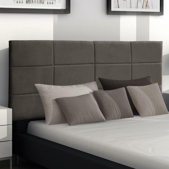 Imagem de Kit 2 Cabeceiras Painel Vitória 138Cm Para Cama Box Suede Marrom Claro