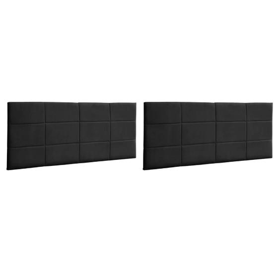 Imagem de Kit 2 Cabeceiras Para Cama Box Estofada Painel Raissa 138Cm Casal Suede Preto