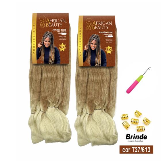 Imagem de Kit 2 Cabelo Jumbo P/ Trança 400gr African Beauty + Anéis E Agulha