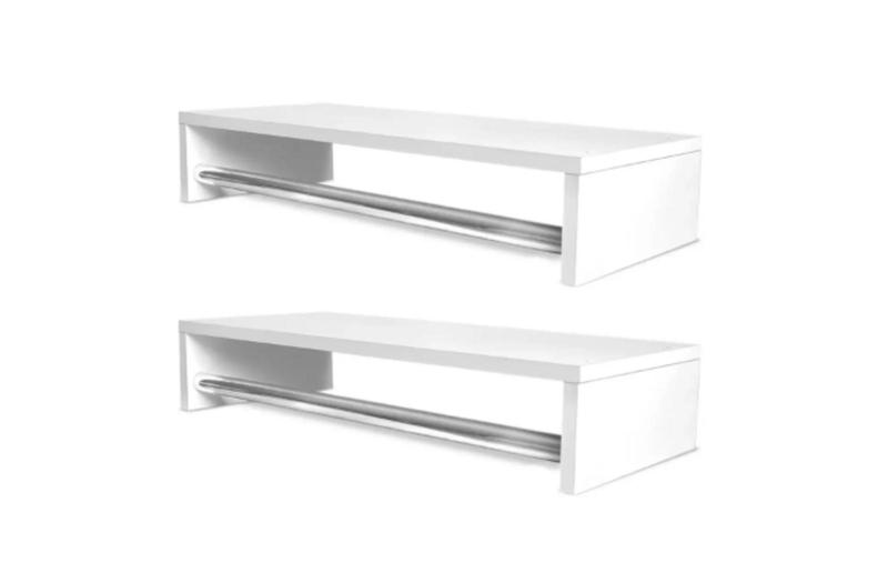 Kit 2 Cabideiro de Parede Closet Arara de Roupas Quarto MDF Branco - UNN