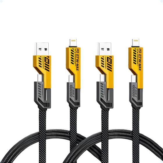 Imagem de Kit 2 Cabo Lightning X Usb-C Flat Nylon Reforçado 65W Rápido