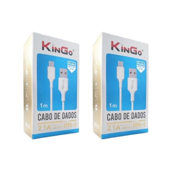 Imagem de Kit 2 Cabos De Dados Usb-C Kingo Branco 1M 2.1A Galaxy A52