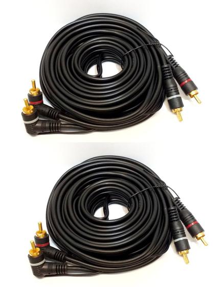 Imagem de Kit 2 Cabos RCA 5 Metros Banhado para Módulo Amplificador