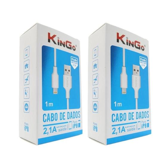 Imagem de Kit 2 Cabos Usb Kingo P/ Iphone 7 Plus 1mt BR Qualidade Top