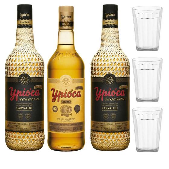 Imagem de Kit 2 Cachaça Envelhecida Ypióca Reserva + 1 Ouro 965Ml