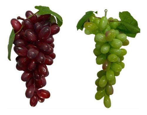 Imagem de Kit 2  Cachos De Uva Artificial 1 Verde E 1 Roxo Fruta