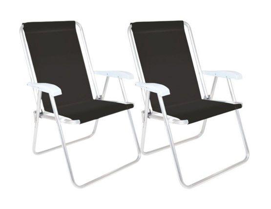 Imagem de Kit 2 Cadeira de Praia Alta Aluminio Conforto Sannet 120kg
