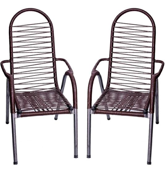 Imagem de KIT 2 Cadeira De Varanda Cadeira De Área Cadeira De Fio Colorido - Marrom