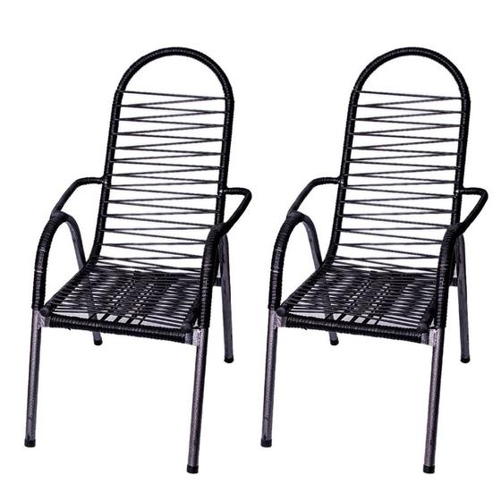 Imagem de KIT 2 Cadeira De Varanda Cadeira De Área Cadeira De Fio Colorido - Preta