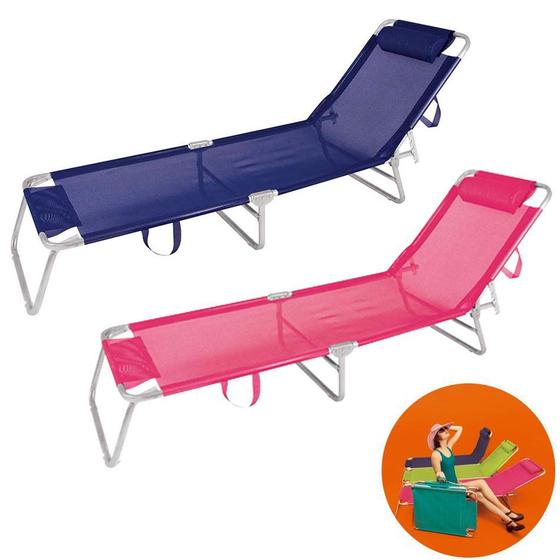 Imagem de Kit 2 Cadeira Espreguiçadeira Alumínio Para Piscina Praia 4 Posições - Mor