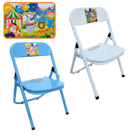 Imagem de Kit 2 Cadeira Infantil Dobrável Em Aço Resistente Até 40 Kg Ideal P/ Crianças Cores Estampas Divertidas Não Risca Chão