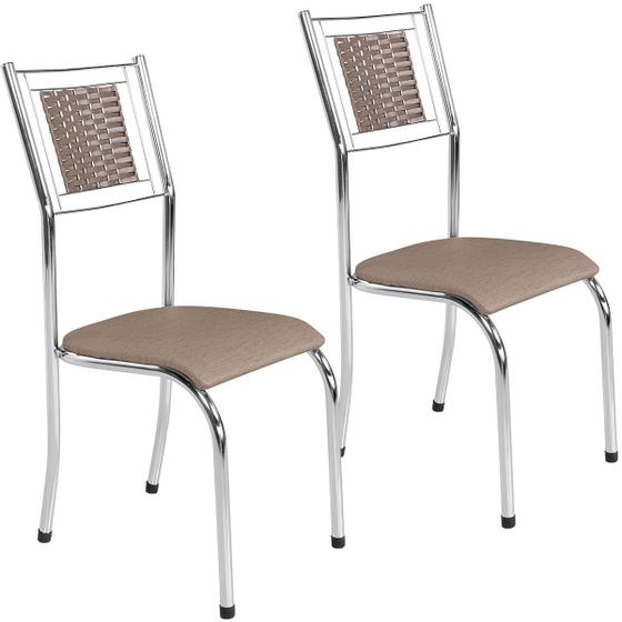 Imagem de Kit 2 Cadeiras Belize Cromado/Bege 11423 - Wj Design