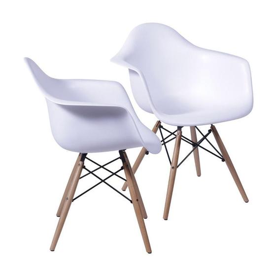Imagem de Kit 2 Cadeiras Boxbit Dkr Eames Base Em Madeira Branca