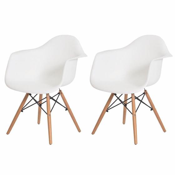 Imagem de Kit 2 Cadeiras Charles Eames Eiffel Com Braço Branco