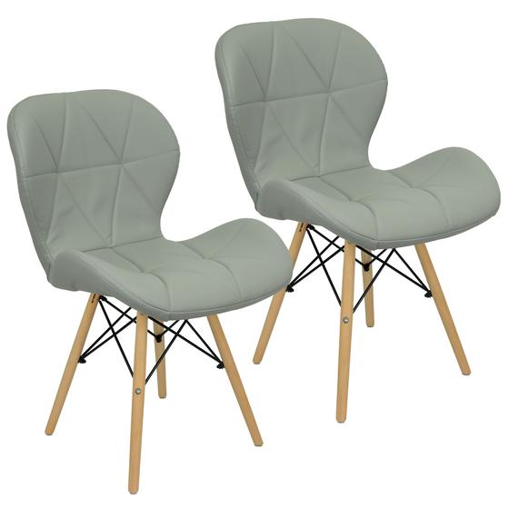 Imagem de Kit 2 Cadeiras Charles Eames Eiffel Slim Wood Estofada - Cinza