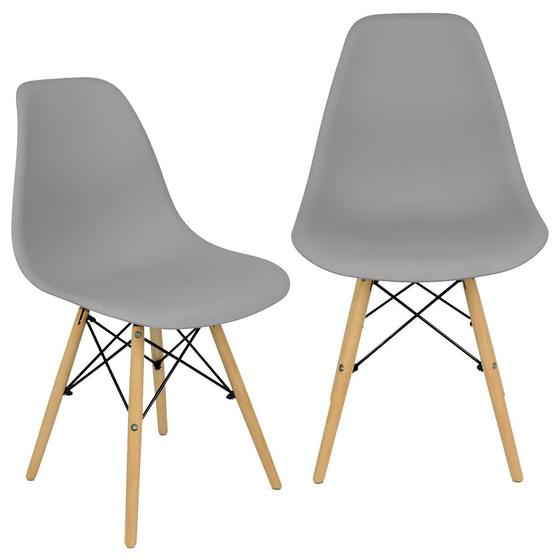 Imagem de Kit 2 Cadeiras Charles Eames Eiffel Wood Design - Cinza