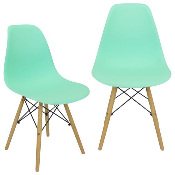 Imagem de Kit 2 Cadeiras Charles Eames Eiffel Wood Design - Verde Claro